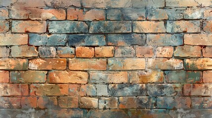 Fototapeta premium Stucco wall in watercolor with warm, terracotta tones, textured and weathered