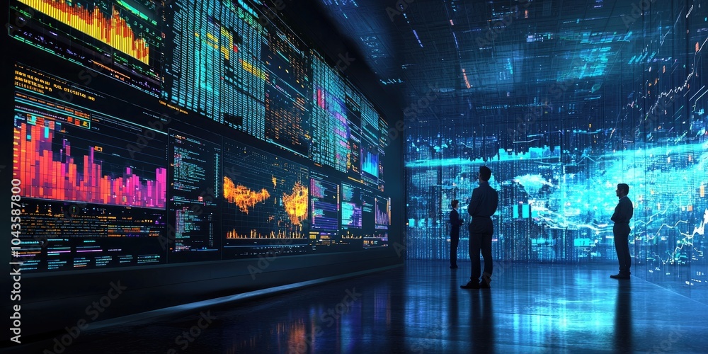 Poster A high-resolution insight center featuring immersive 3D data visualization tools, delivering deep intelligence for strategic decisions.