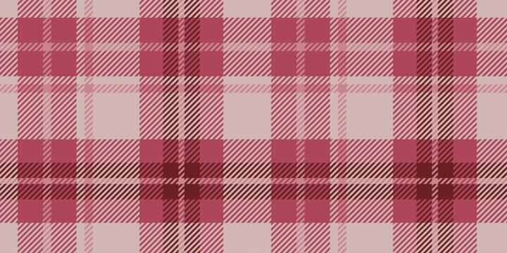 A seamless pattern featuring a classic plaid design in shades of pink and red. The pattern includes intersecting lines and squares, creating a traditional tartan look. The repetition and symmetry