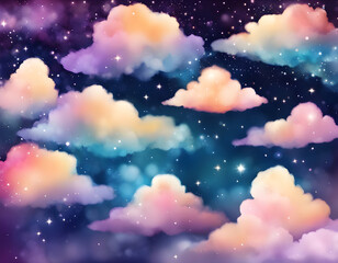 Fototapeta premium glitter sparkle Vector background watercolor night sky with beautiful clouds background