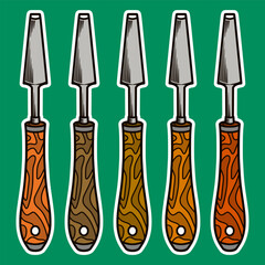 Wood Carving Tool Sticker Illustration