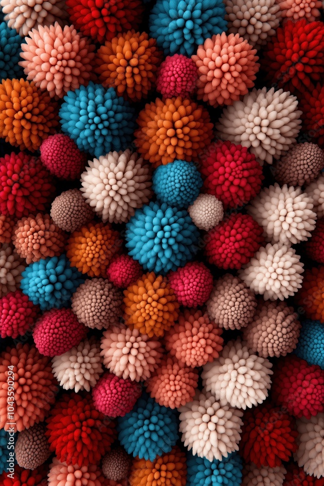 Poster colorful and textured clusters creating an inviting visual tapestry in vibrant hues