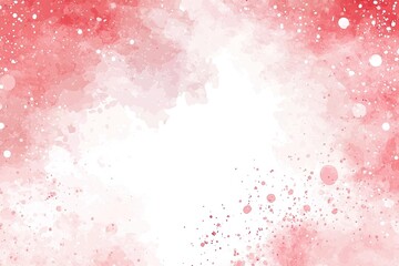 Fototapeta premium Abstract red watercolor background with splatters and soft edges, white center.