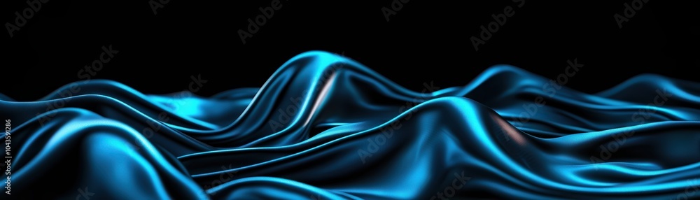 Aufkleber abstract blue waves flowing across a dark background, creating a sense of depth and movement.