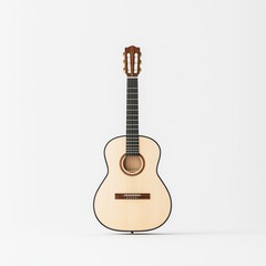 Naklejka premium Acoustic guitar on a white isolated background, perfect for music and lifestyle visuals.