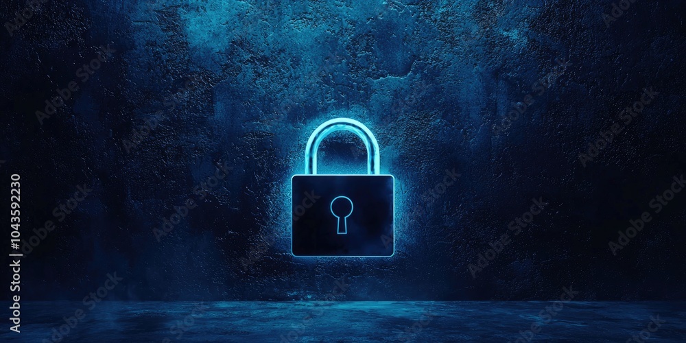 Poster a secure login screen displays an encrypted password and digital padlock, symbolizing cybersecurity,
