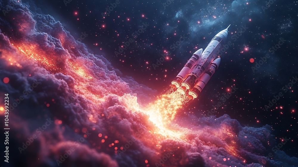 Aufkleber abstract rocket launch visual data trails representing the upward trajectory of strategic performanc