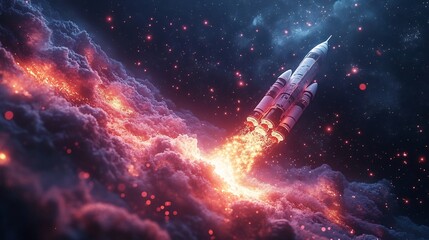 Abstract rocket launch visual data trails representing the upward trajectory of strategic performance clear organized visuals