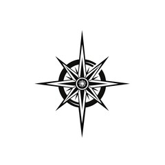 Fototapeta premium There is a black and white compass that appears on a plain white background
