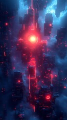 Fototapeta premium Bright Explosion of Colors in a Futuristic Landscape