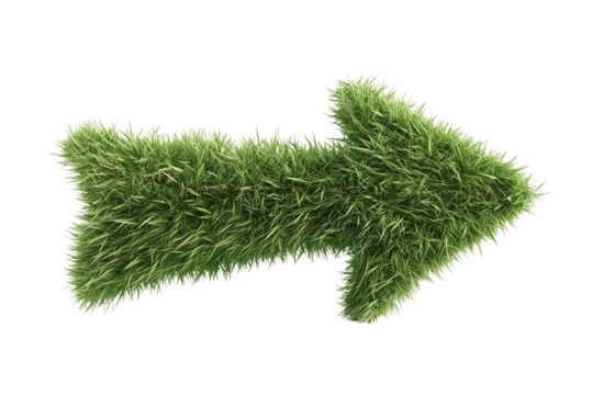 Floating Fluffy Green Arrow Symbols on White Background