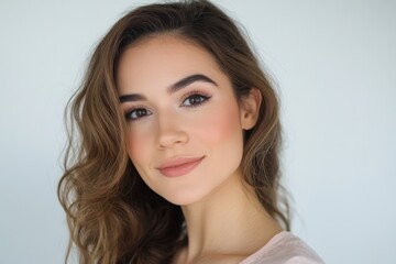 Naklejka premium Beauty Vlogger. Online Promoter Demonstrating Cosmetic Products for Camera