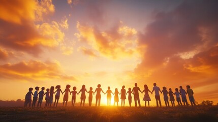 Fototapeta premium Heartwarming Community Connection at Sunset