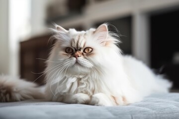 Fototapeta premium A majestic Persian cat relaxing indoors