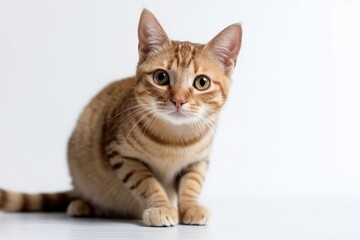 Tabby cat on white background