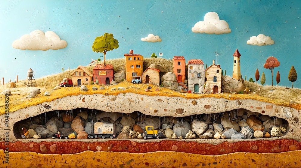 Poster breathtaking cross section of a majestic mountain range showcasing the intricate layers of rock stra