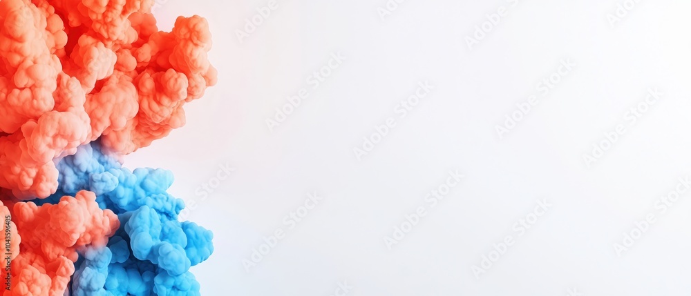 Aufkleber colorful smoke clouds in blue and red on a white isolated background creating a dynamic visual effec