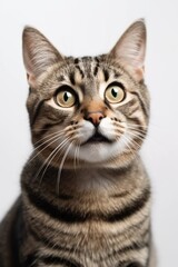 Obraz premium Funny striped cat on white background