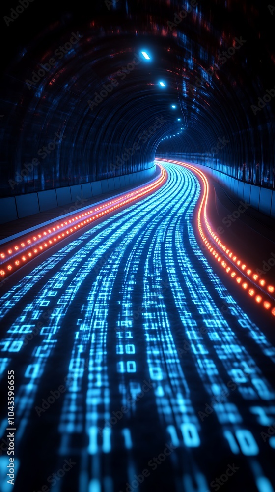 Aufkleber dynamic waves of data flowing through a vibrant tunnel