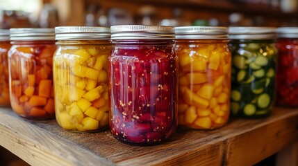 Canned vegetables, tomatoes and cucumbers