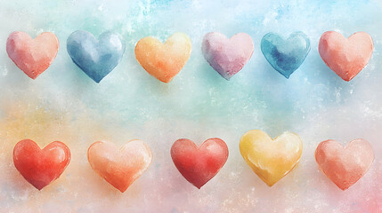 Obraz premium Soft Water Background with Floating Small Pastel Hearts in Various Colors