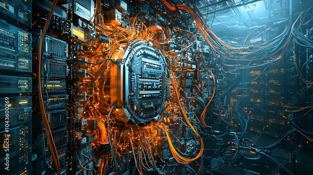 Aufkleber cutaway revealing the intricate components and systems of a cutting edge data center including serve