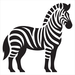 Abstract Zebra Silhouette Design in Bold Black and White Vector Style