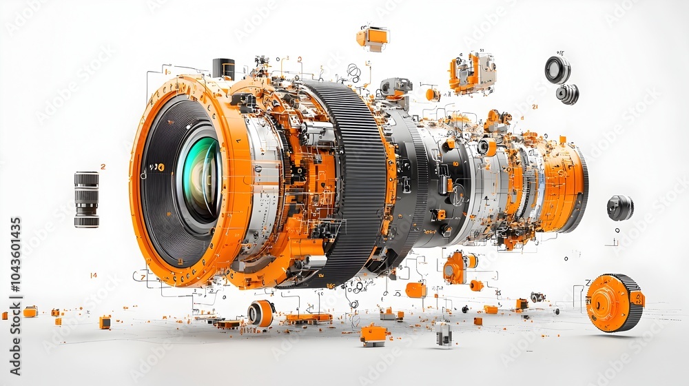 Poster highly detailed 3d cross sectional view of the interior components and mechanisms of a the elements 