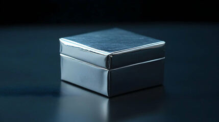 Single Silver Gift Box on Dark Background for Elegant Presentations