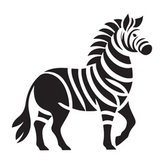 Abstract Zebra Silhouette Design in Bold Black and White Vector Style