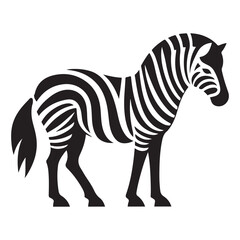 Abstract Zebra Silhouette Design in Bold Black and White Vector Style