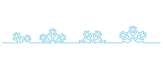 Continuous one line drawing. Winter Christmas holiday snowflake decoration. Vector illustration