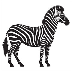 Abstract Zebra Silhouette Design in Bold Black and White Vector Style
