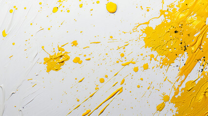 Yellow paint splashes on white paper background ,Abstract watercolor painting ,Orange paint splashing isolated on white background