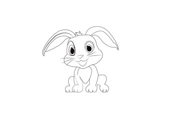Funny Bunny Rabbit coloring page vector for kids,Animal coloring page