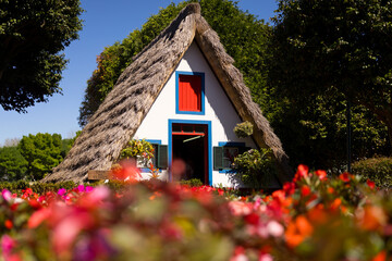 Typical Santana House in Madeira. Madeira island, Portugal