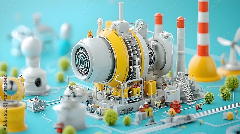 Fototapete Detailed cross sectional showcasing the inner workings of a power plant including turbines generators and cooling systems that enable the efficient and distribution of electricity