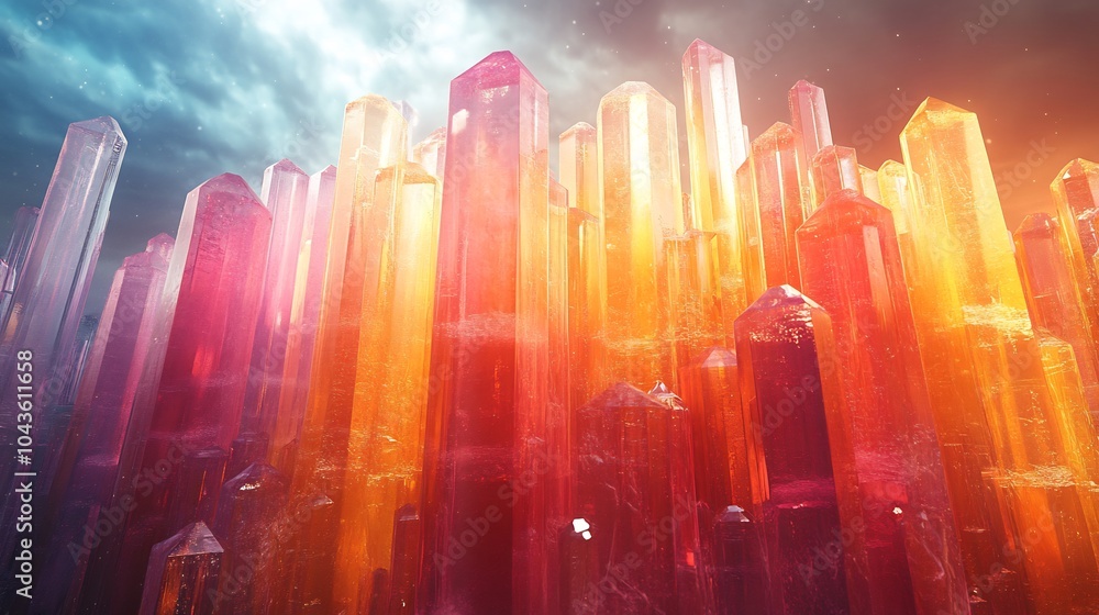 Aufkleber dynamic crystallike structures showing progression of business innovation and strategic market posit