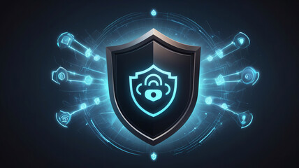 Fototapeta premium Hands Hovering Over Locked Shield Icon Design
