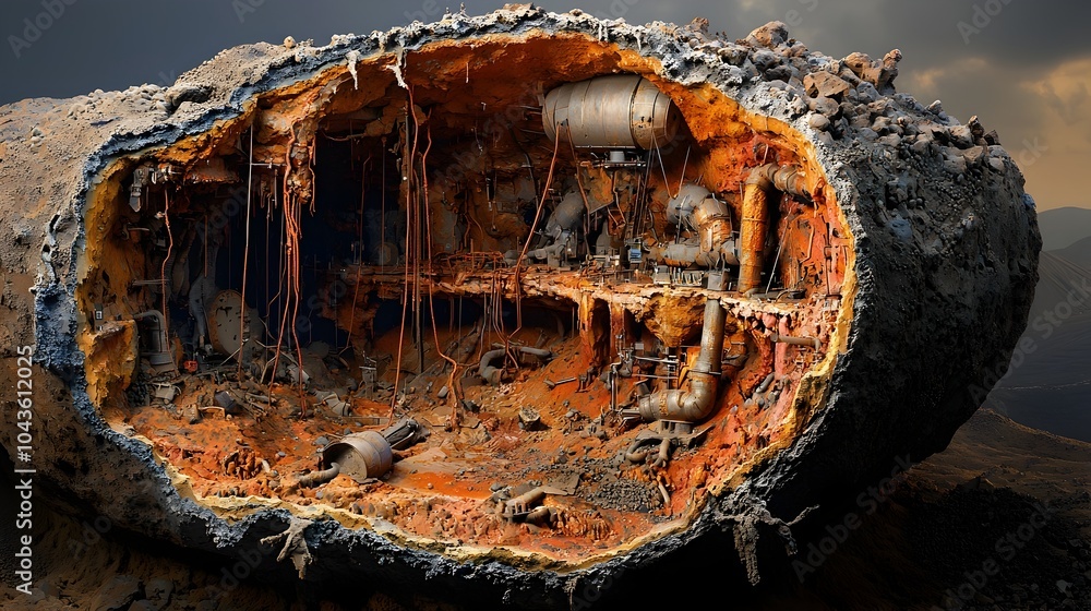 Poster Detailed Cutaway Showing the Internal Structure of a Volcano Including Its Magma Chambers Lava Flows and Ash Deposits Within the Mountain