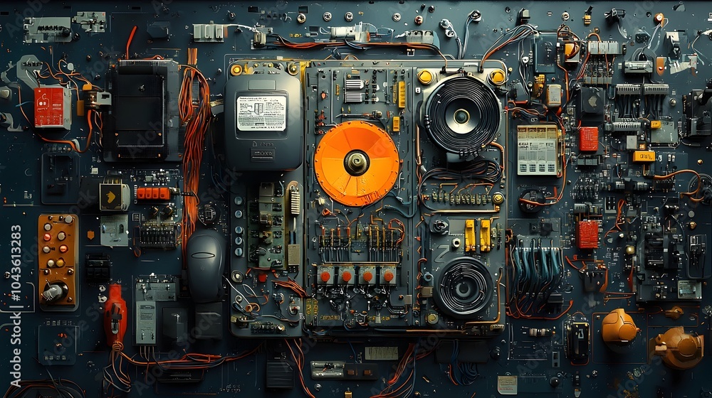 Poster Detailed layered cross section showcasing the internal components and structure of a video game console including cooling fans processors and wiring
