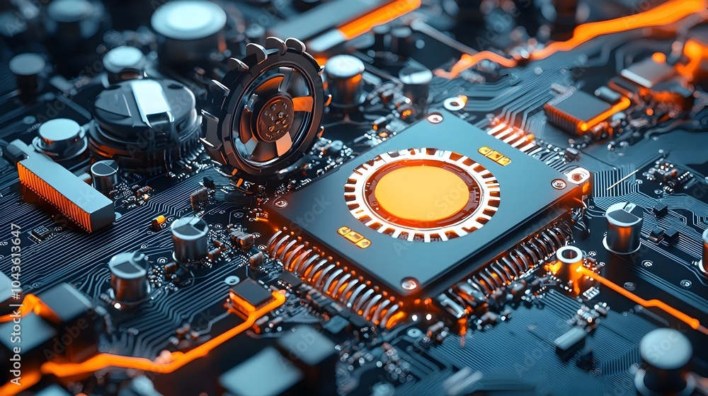 Leinwandbilder Detailed Layered Cross Section View of the Internal Components of a Video Game Console Showcasing the Cooling Fans Processors and Interconnecting Wiring for an Informative and Technical