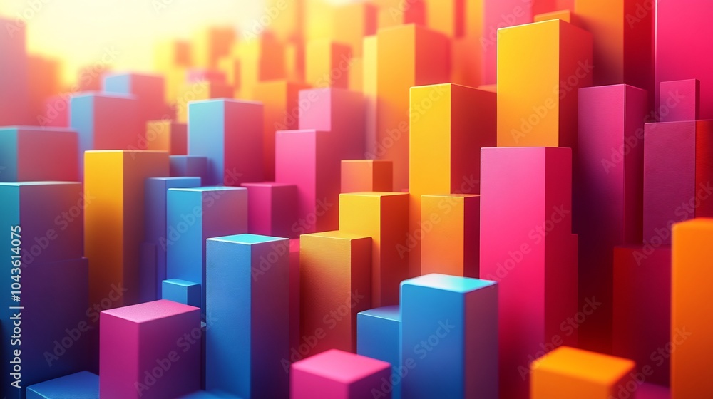 Poster dynamic visualization of entrepreneurship using abstract prisms shapes illustrating market trends an