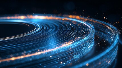 Obraz premium Glowing Rotating Disc: Translucent Design with Illuminated Lines