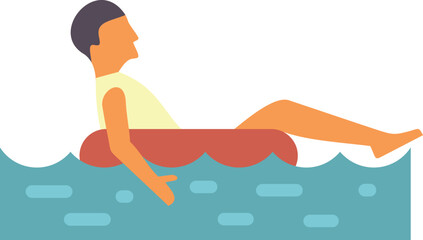 Man is enjoying summertime by floating on an inner tube in the water