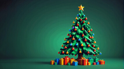 Fototapeta premium Bright Pixel Art Christmas Tree with Modern Colors