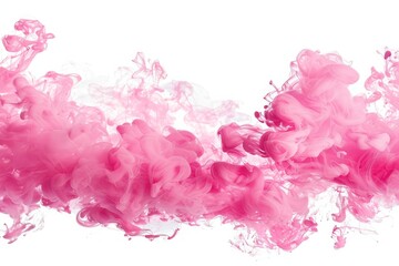 Fototapeta premium Vibrant pink ink swirl in water on white background