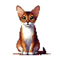 흰 배경, 아비시니안 고양이, 픽셀아트 (White background, Abyssinian Cat, pixel art)