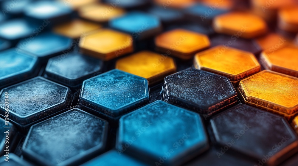 Poster interconnected hexagonal cells each representing unique business kpis forming complete strategy map 