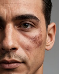 Obraz premium Male Portrait Featuring Pitted Acne Scars on Skin